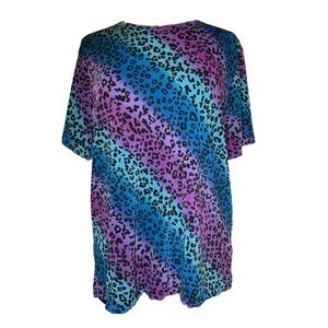 00's Lisa Frank Inspired Leopard Print Ombré Shirt